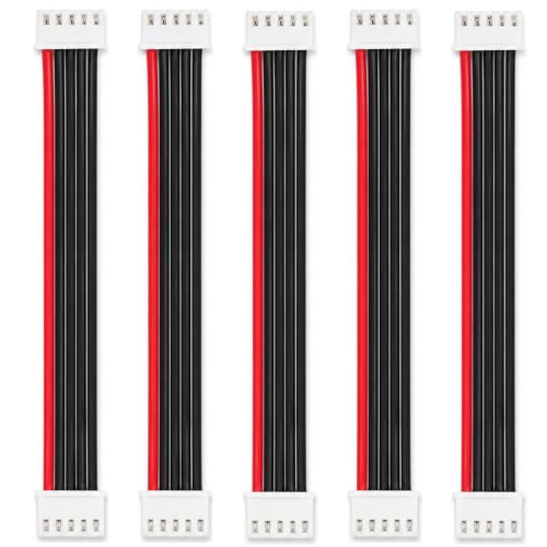 5-Pack 4S Balance Plug Extension Leads, 200mm 22AWG JST-XH Style Wires | Flexible 22AWG PVC-insulated wire extends 4S LiPo balance connections by 200mm for easier RC charging and cable routing.