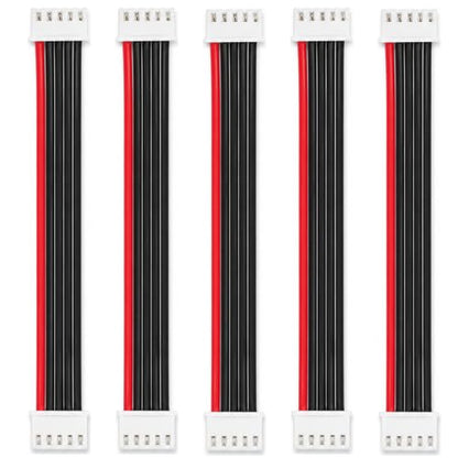 5-Pack 4S Balance Plug Extension Leads, 200mm 22AWG JST-XH Style Wires | Flexible 22AWG PVC-insulated wire extends 4S LiPo balance connections by 200mm for easier RC charging and cable routing.