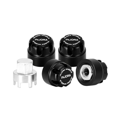 INJORA M2 Wheel Lock Nuts with Aluminum Cap for 1/24 RC Crawlers (Black) - color: Black