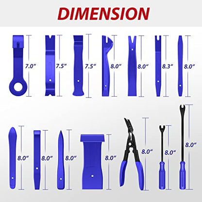 Nilight Trim Removal Tool 88Pcs, Auto Push Pin Bumper Retainer Clip Set | Fastener Terminal Remover Tool Adhesive Cable Clips Kit Car Panel Radio Removal Auto Clip Pliers - color: 88 Clips+ Remover Tools Blue