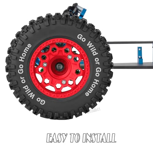 RC Truck Wheels Tires 12mm/14mm/17mm Hex for 1/10 Arrm a Senton/Slash 2WD 4WD 4×4/Axia1/Redca t/Rc4w d,w/Detachable Replace Running on Off-Road Tire RC Wheel Hex,Wheels and Tires,Red - color: Red- (Wheel Tires)
