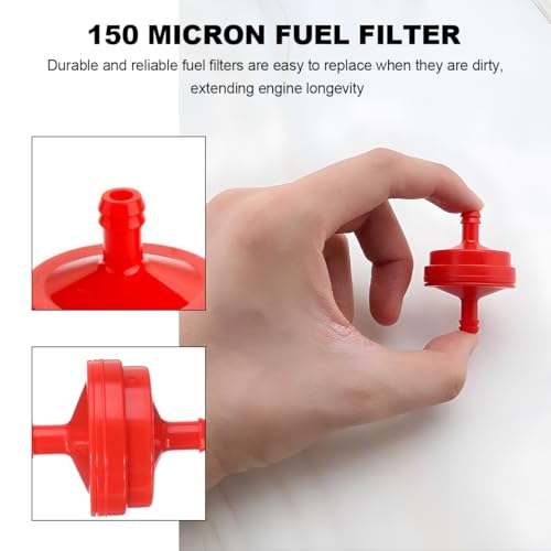 2 PCS Gas Fuel Filters, 150 Micron 1/4 Inch ID Inline Gas Fuel Filter, OEM# BS 298090S Fuel Filter Replacement for Engines without Fuel Pump, Universal Car Accessories