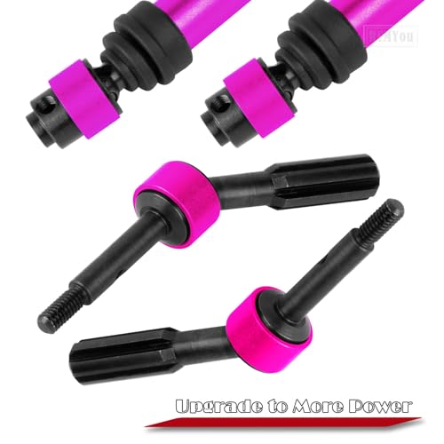 Rear Drive Shaft CVD & Front Axles Upgrades Part for 1/10 Slash 2WD/Slash VXL 2WD,Stainless Steel #45 Driveshaft with Hex,Pink - color: Pink - Parts