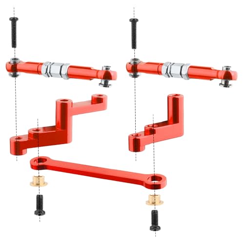 Aluminum Suspension Arms & Steering Knuckle Kit & Shock Tower & Linkage Assembly Parts Compatibe with Hyper Go H16BM H16DR H16PL H16E & 16207 16208 16209 1/16 RC Upgrade Part(Red)