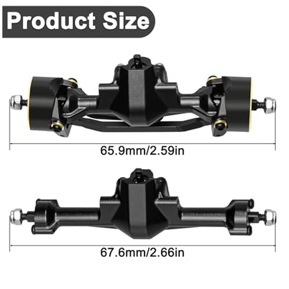 Aluminum Front & Rear Axle Set Upgrades Part with Diff Covers, Steering Link,Gear,Brass Rear Hub Weight for 1/30 Axial SCX30 RC Crawler Upgrades (Black)