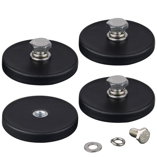 MUTUACTOR Neodymium Rubber Coated Magnet,4PCS Anti-Scratch Rubber Rare Earth Magnets M6 Female Threaded,20lbs Magnetic Mount Round Strong Magnets for DIY Lighting Bracket Tractor Mirror Solar Panels - style: 20lbs M6 Female 4pcs
