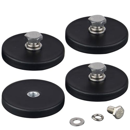 MUTUACTOR Neodymium Rubber Coated Magnet,4PCS Anti-Scratch Rubber Rare Earth Magnets M6 Female Threaded,20lbs Magnetic Mount Round Strong Magnets for DIY Lighting Bracket Tractor Mirror Solar Panels - style: 20lbs M6 Female 4pcs