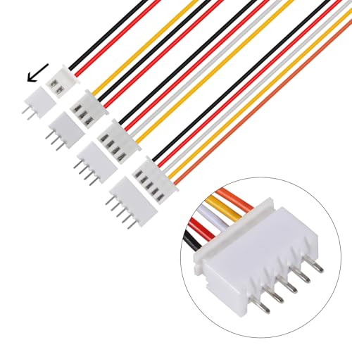 40Pairs JST-XH Connector Kit, XH 2.54mm 2/3/4/5 Pin Header Male and Female Connectors Plug Adapter with Flat Wire Cable 200mm 26AWG Compatible with JST XH (2/3/4/5P/Set) - color: 2/3/4/5P/Set