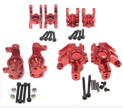 Upgrade Compatible with Axial 1/10 RBX10 Ryft 4WD Rc Crawler Car Steering Cup & Rock Bouncer Axle Mount & Steering Knuckles Aluminum Alloy Metal Accessory Parts(Red)