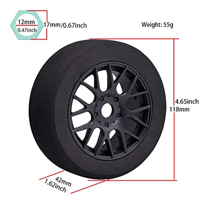 RC Wheels and Tires, 4Pcs 1/8 Off-Road EVA Foam Tires 17mm Hex Hubs Wheels Rim for Kyosho HSP HPI RC Racing Toy Car Trucks Crawlers, 1/8 RC Car Parts and Accessories - style: 1/8 88H Foam
