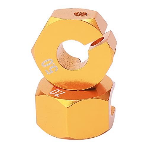 5mm & 7mm Thickness Aluminum 12mm Hex Wheel Hub Adapters with Screws Pins for 1/10 RC Cars Buggy Truck Crawler HSP Traxxas Redcat Arrma Tamiya etc, Gold