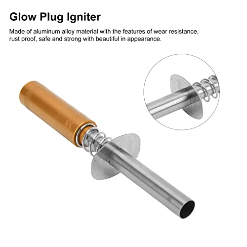 Glow Plug Igniter RC Starter Kit with N3 Glow Plug, RC Engine Igniter for Methanol Fuel Oil Powered Vehicles, Aluminum Alloy Glow Plug Starter for HSP 80103 RC Car, Aircraft, Ships (Gold) - color: Gold