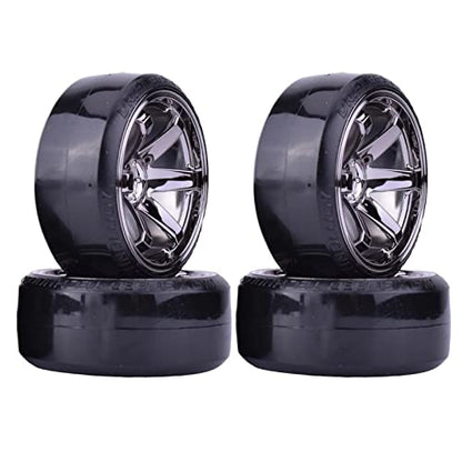 4Pcs 63mm RC Drift Car Tires Hard Tyres Plastic Wheel Rims for 1/10 RC On-Road Drifting Car for HSP Tamiya HPI Kyosho Spare Parts(Gray) - color: Gray