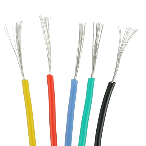 BOJACK 28 AWG Flexible Silicone Wire Electric Wire Hook up Wire Kit 300V Cables with Plus 20 φ2mm Heat Shrink Tubings and a Mini Wire Stripper(5 Colors 32.81Ft Each Color, 28AWG) - size: 28 AWG Silikondraht