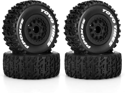 fujita 1/10 RC Racing Short Course Truck Tire & Off-Road Tyre Set Competible for ARRMA SENTON 3S Traxxas Slash4X4 Losi Tenacity Redcat HPI HSP RC Hort Course Truck Car（Black B） - color: Black B