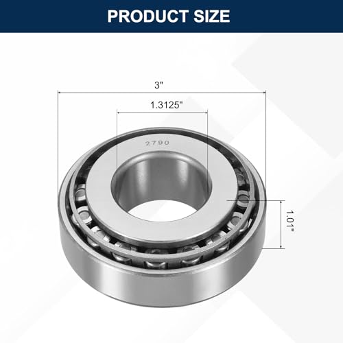 uxcell 2790/2720 Tapered Roller Bearing Cone and Cup Set, 1.3125" Bore x 3" OD x 1.01" Thick, Chrome Steel Taper Bearing Set, ABEC-3 - size: 2790/2720