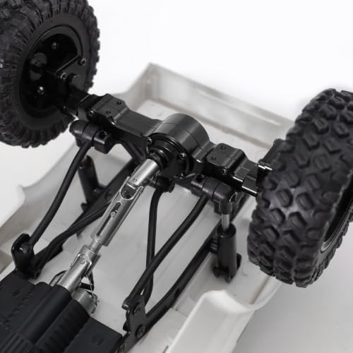 Metal Front & Rear Portal Axle Assembly Set for WPL C14 C24 B14 B24 B16 B36 C64 C64-1 C74 C74-1, Aluminum Axle Housing with Steel Gears, Steering Cups Tie Rods, 5mm RC Upgrade Parts (Black) - color: Black