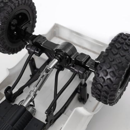 Metal Front & Rear Portal Axle Assembly Set for WPL C14 C24 B14 B24 B16 B36 C64 C64-1 C74 C74-1, Aluminum Axle Housing with Steel Gears, Steering Cups Tie Rods, 5mm RC Upgrade Parts (Black) - color: Black