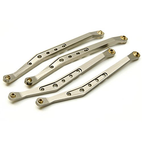 QUE-T 8 Pcs Aluminum Linkage Rod Arm Set/Upper and Lower Suspension Links Set of 8 for 1/10 Axial Wraith 90018 RC Truck (Titanium, Type A)