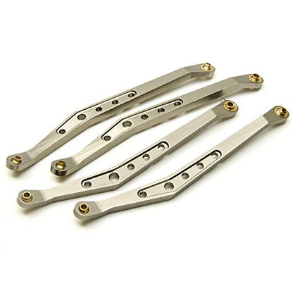 QUE-T 8 Pcs Aluminum Linkage Rod Arm Set/Upper and Lower Suspension Links Set of 8 for 1/10 Axial Wraith 90018 RC Truck (Titanium, Type A)
