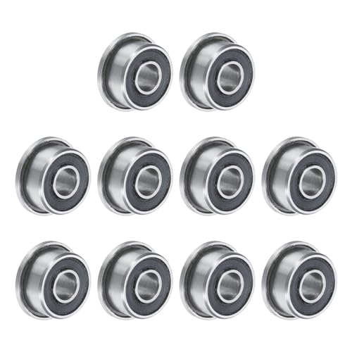 uxcell F693-2RS Flanged Ball Bearing 3x8x4mm Double Sealed Chrome Steel Flange Bearings, 10pcs - size: F693-2RS