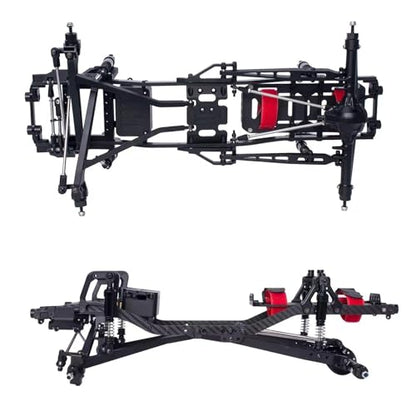 Twin I-Beam 2WD Pre-Runner CNC Aluminum Chassis Kit for 1/10 RC Crawler Axial SCX10 I II III Pro TRX4 Capra Upgrades (Black) - color: Black