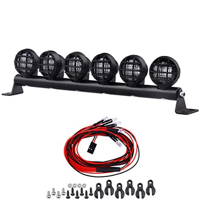 110mm 1/10 RC LED Light Bar Roof LED Lamp Kit 6 Lights LEDs for TRX4 Traxxas Slash 4x4 2WD Stampede SCX10 & SCX10 II Redcat Gen7 Gen 8 Crawler Car Truck