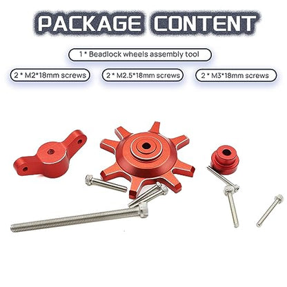 1.9/2.2 Beadlock Wheels Mounting Tool for RC Crawler Tires Rims(Red) | Wheel Mounting,1/10 Scale,Beadlock Tires,Easy Assembly,Precision Fit,Durable Construction - color: Red