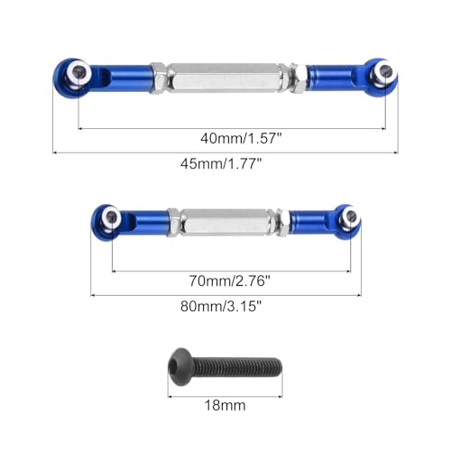 MECCANIXITY Adjustable Turnbuckles Camber Link Linkages Aluminum Alloy RC Car Steering Pull Rod Servo Linkages Tie Rod for 2WD 1/10 RC Car Crawler（Dark Blue） - color: Dark Blue