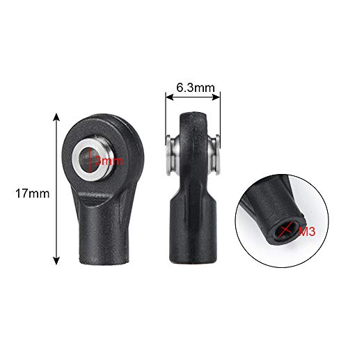 QUE-T 10pcs M3 Plastic Ball Head Link Rod Ends Joint Linkage for 1/10 RC Axial SCX10 Crawler Car (C) - style: C
