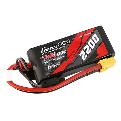 Gens ace G-Tech 2200mah 60C 7.4v 2S Lipo Battery with XT60 Plug