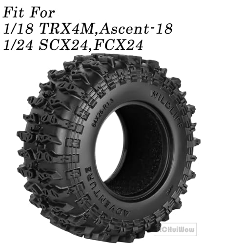 1.3" RC Crawler Tire Skins,Multi-Terrain Soft Sticky Rubber Tires(64 * 26mm) for TRX4 SCX24 FCX24 Ascent-18 1/18 1/24 Off-Road RC Car Upgrade Parts,4PCS (Style B) - style: StyleB(4PCS)
