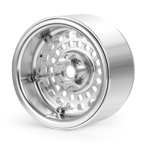 MOHERO 4Pcs Aluminum 2.2" Beadlock Wheel Rims 34.8mm for 1/10 RC Rock Crawler Axial SCX10 Wraith 90048 RR10 Upgrade Part (Silver)