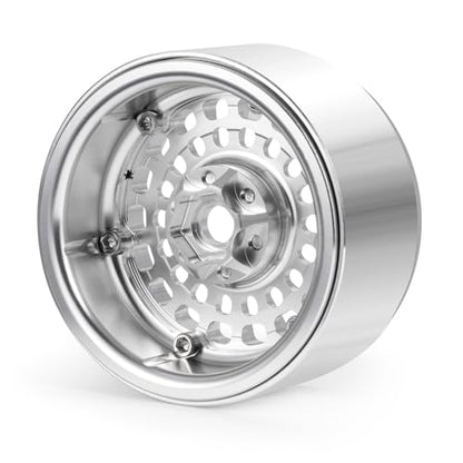 MOHERO 4Pcs Aluminum 2.2" Beadlock Wheel Rims 34.8mm for 1/10 RC Rock Crawler Axial SCX10 Wraith 90048 RR10 Upgrade Part (Silver)