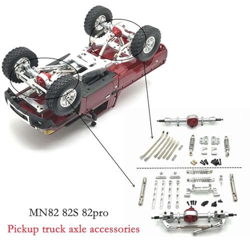 Colaxi Metal RC Car Chassis Upgrade Kit, Front and Rear Assembly for MN82 1:12 Scale RC Crawler - color: Silver