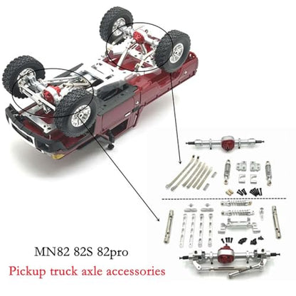 Colaxi Metal RC Car Chassis Upgrade Kit, Front and Rear Assembly for MN82 1:12 Scale RC Crawler - color: Silver