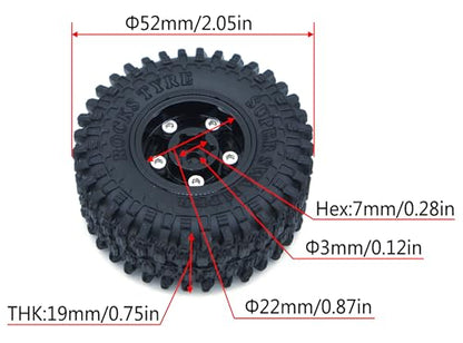 RC 1.0 Aluminium Beadlock Wheel and Tire Set For SCX24 1/24 1/18 RC Crawler FK1001(Black) - color: TW1001 Black