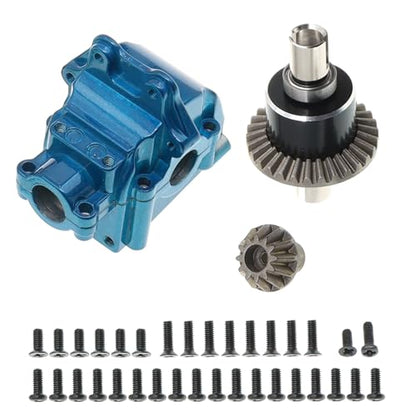 Metal Front&Rear Differential Gearboxes Housing Cover with Differential Gear Set Compatible with WLtoys 1/14 144010 144001 144002 124018 124016 124017 124019 RC Car Upgrades Parts (Blue) - color: Blue