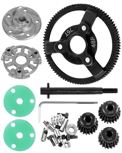 76T Metal Slipper Clutch Spur Gear Upgrades Part for 1/10 Slash 2WD VXL,ARRCat Metal 76T (48-Pitch) Spur Gear Differential Gear and 21T 20T 19T Pinions Gear Set - size: 76T(48-Pitch)