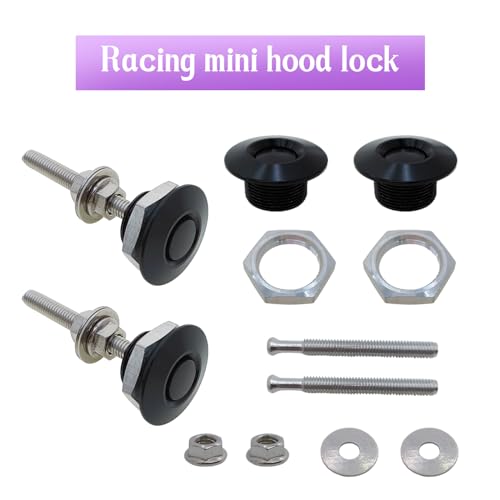 4Pcs Quick Latch Hood Pins, Universal Aluminum Quick Release Lock Latch Bumper, License Plate Lock Clip for Bumper Hood or DIY 1.25 inch(Black) - color: Black