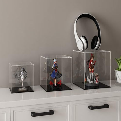 Acrylic Display Case for Collectibles and Toys, Clear Display Box with Thick Base and Lid for Protection and Displaying, 6x6x7.8-inch - size: 6"L x 6"W x 7.8"H