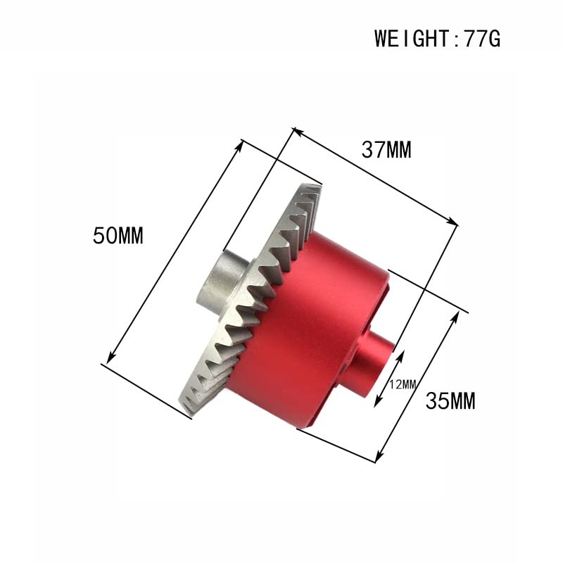 Differential Gear for ARRMA 1/8 1/10 RC Car Metal Front Rear Gear Case(Red) - color: Red