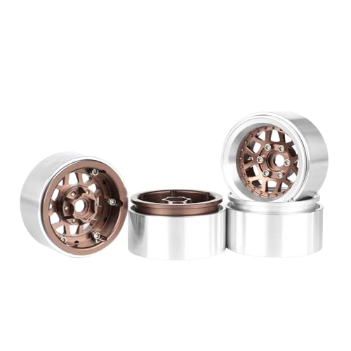4PCS 1.9" Beadlock Wheel Rims Offset-10mm Aluminum Alloy Metal Wheel Hub for 1/10 RC Rock Crawler Car for Axial SCX10 TRX4 TRX6 D90 D110 Upgrade Accessories(Y-Shaped Bronze) - color: Y-shaped Bronze