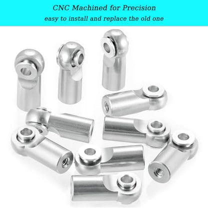 MOHERO 10Pcs M2 Tie Rod End Ball Joint Link Ball Head Holder for RC Car Truck Upgrade Part (Silver) - color: Silver