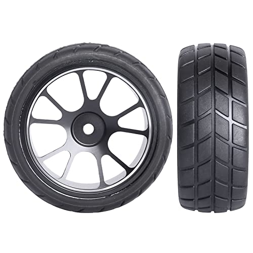 GoHooby 12mm Hex RC Wheels and Tires Pre-Mounted OD 2.55in Compatible with Traxxas Tamiya 1/10 RC On-Road Touring Car (Color 4) - color: Color 4