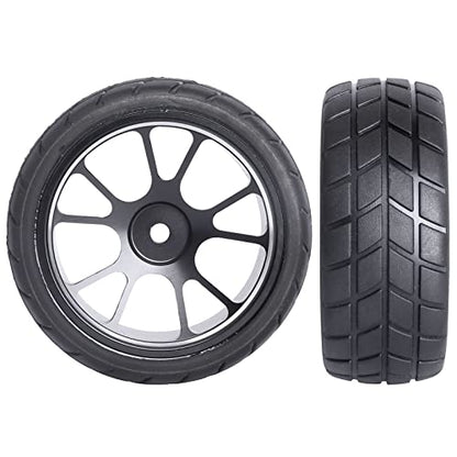 GoHooby 12mm Hex RC Wheels and Tires Pre-Mounted OD 2.55in Compatible with Traxxas Tamiya 1/10 RC On-Road Touring Car (Color 4) - color: Color 4