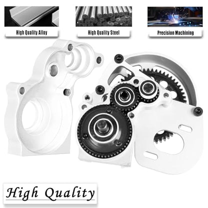Aluminum Transmission Gearbox Upgrades Part for 1/10 SCX10, SCX10 II 90046,90047,Wraith,AX10 RC Crawler Truck,Center Transmission Gearbox Hops up,Silver - color: Silver(for 1/10 Axial)