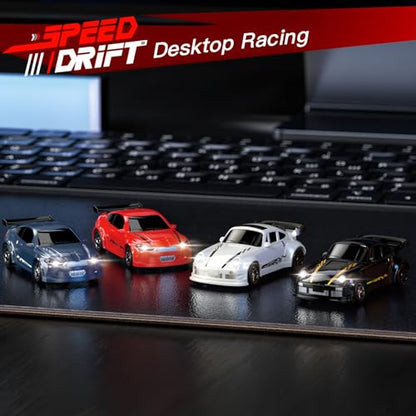 Desktop Mini Size 1:64 Scale 4WD RC Drift Car with Skill-Building Drift Control & LED Lights – Learn Drift Techniques, Fast Charge, Adjustable Throttle, 2.4GHz Remote – Blue - size: 1:64 Ocean Depth