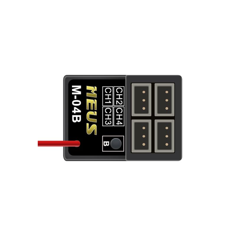 MEUS RACING 2.4GHz RC Receiver M-04B Long Range Control RX Compatible with MEUS Racing RC Transmitter ME-10B for RC Car/Boat/Tank etc. (4CH-B)