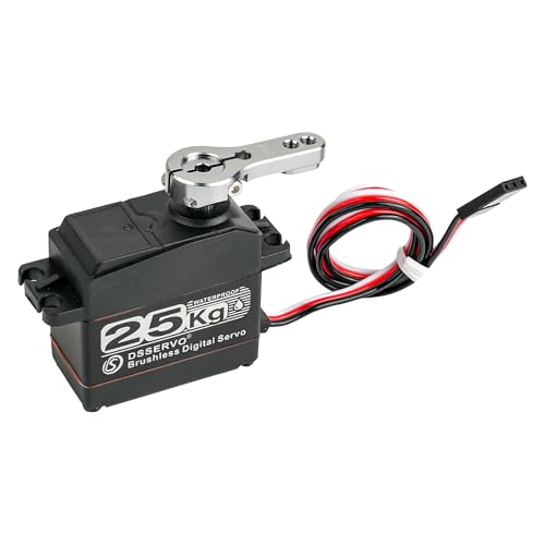 25KG Brushless Servo, IP67 Waterproof,Double Bearing Motors,High Speed High Torque Metal Stainless Steel Gear,Digital Servo for 1/8 1/10 Scale RC Robotic DIY (25KG 270 Degree Servo) - style: 25KG 270 Degree Servo